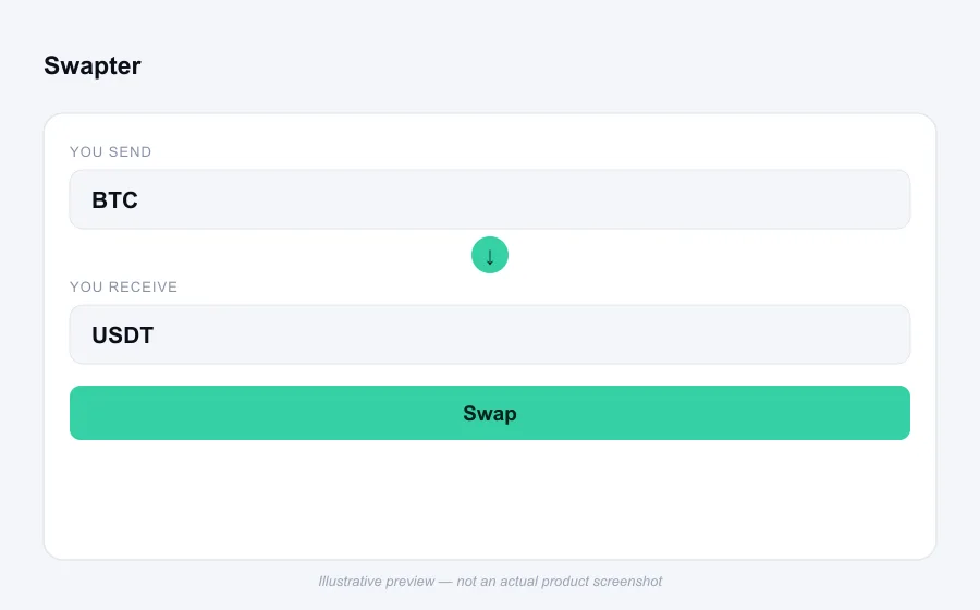 Illustrative swap flow preview for Swapter - not an actual product screenshot