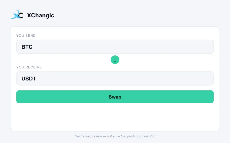 Illustrative swap flow preview for XChangic - not an actual product screenshot